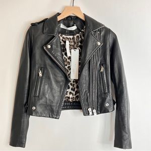 IRO Dylan Cropped Leather Moto Jacket